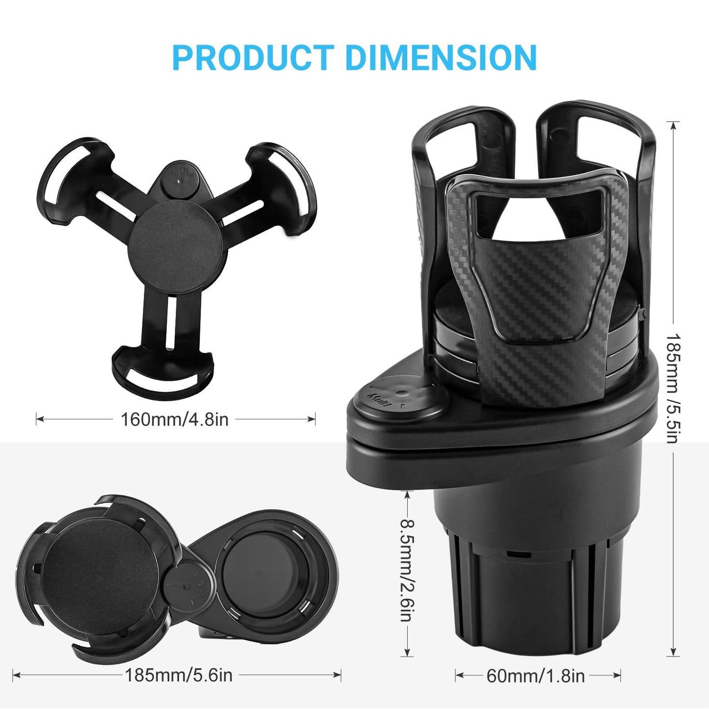 Car Drinking Bottle Holder 360 Degrees Rotatable Water Cup Holder Sunglasses Phone Organizer Storage Car Interior Accessories